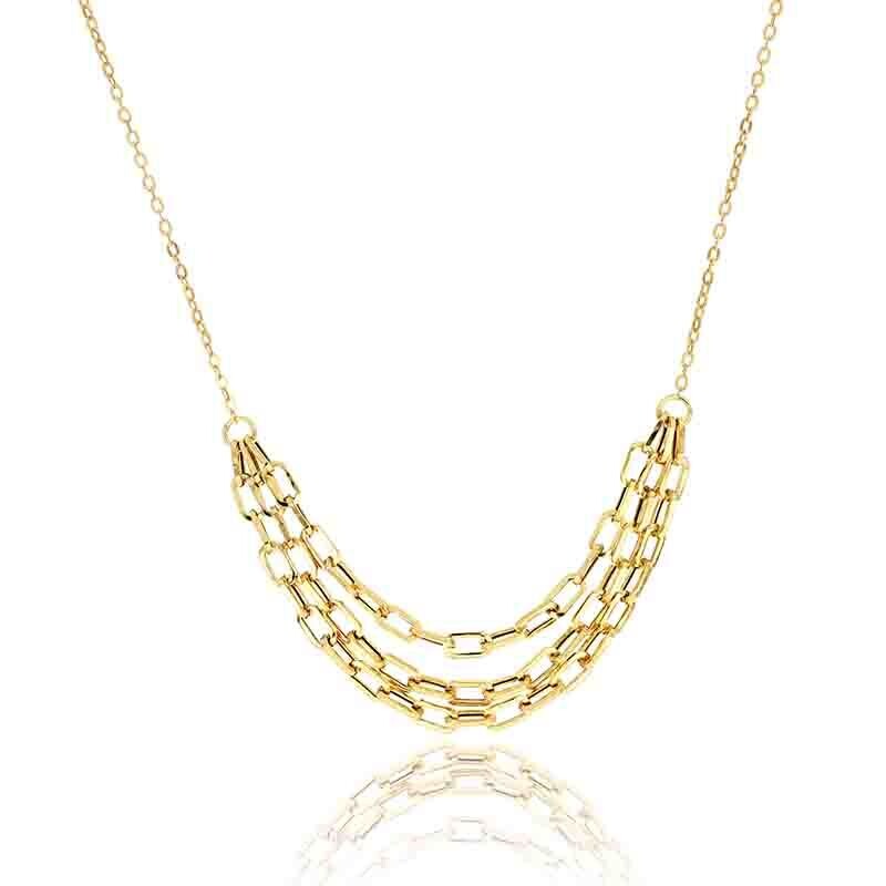 Collana Oro 375 9kt. donna a maglia rollò con catene centrali paper clip