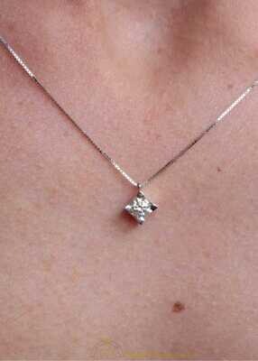 Collana punto luce oro bianco Diamante ct. o,28+ Bracciale tennis oro bianco modello grande