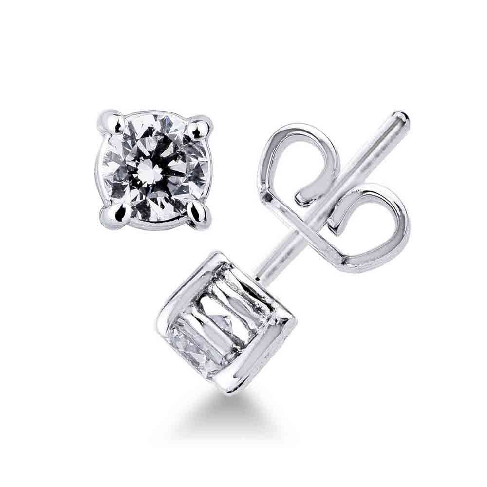 Diamond Solitaire Threader Earrings in 18kt White Gold -LG -Artmidgioielli
