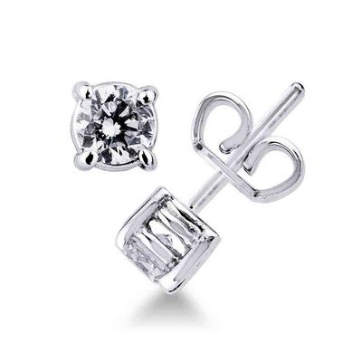 Diamond Solitaire Threader Earrings in 18kt White Gold -LG -Artmidgioielli