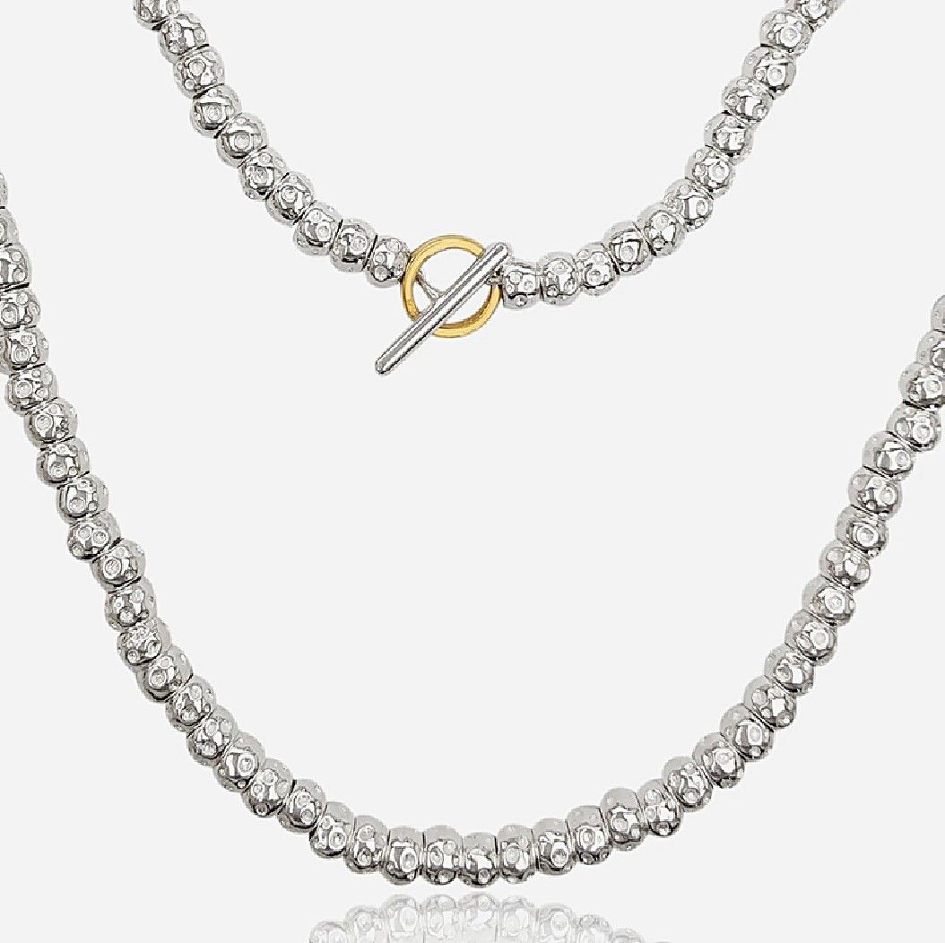 Sterling Silver 925 Nugget Bead Necklace Dodo Style - Art MID Jewels