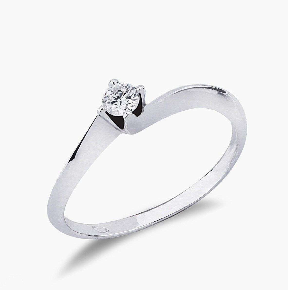 Valentino Solitaire Ring 18kt White Gold and 0.20ct Diamond - Art MID Gioielli