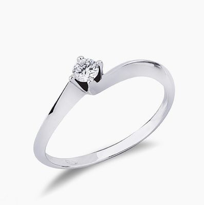 Valentino Solitaire Ring 18kt White Gold and 0.20ct Diamond - Art MID Gioielli
