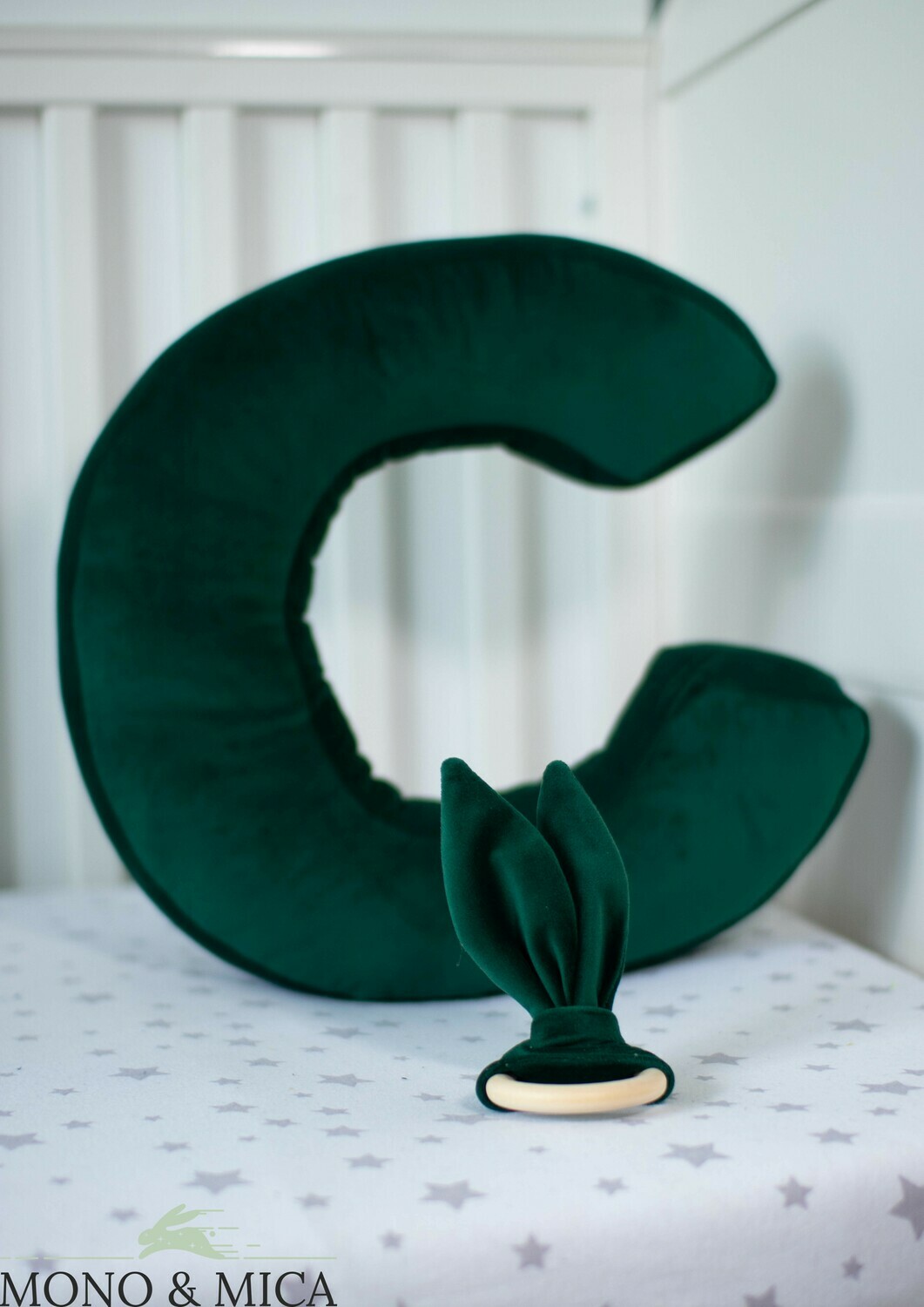 Velvet Letter Cushion (Emerald Green)