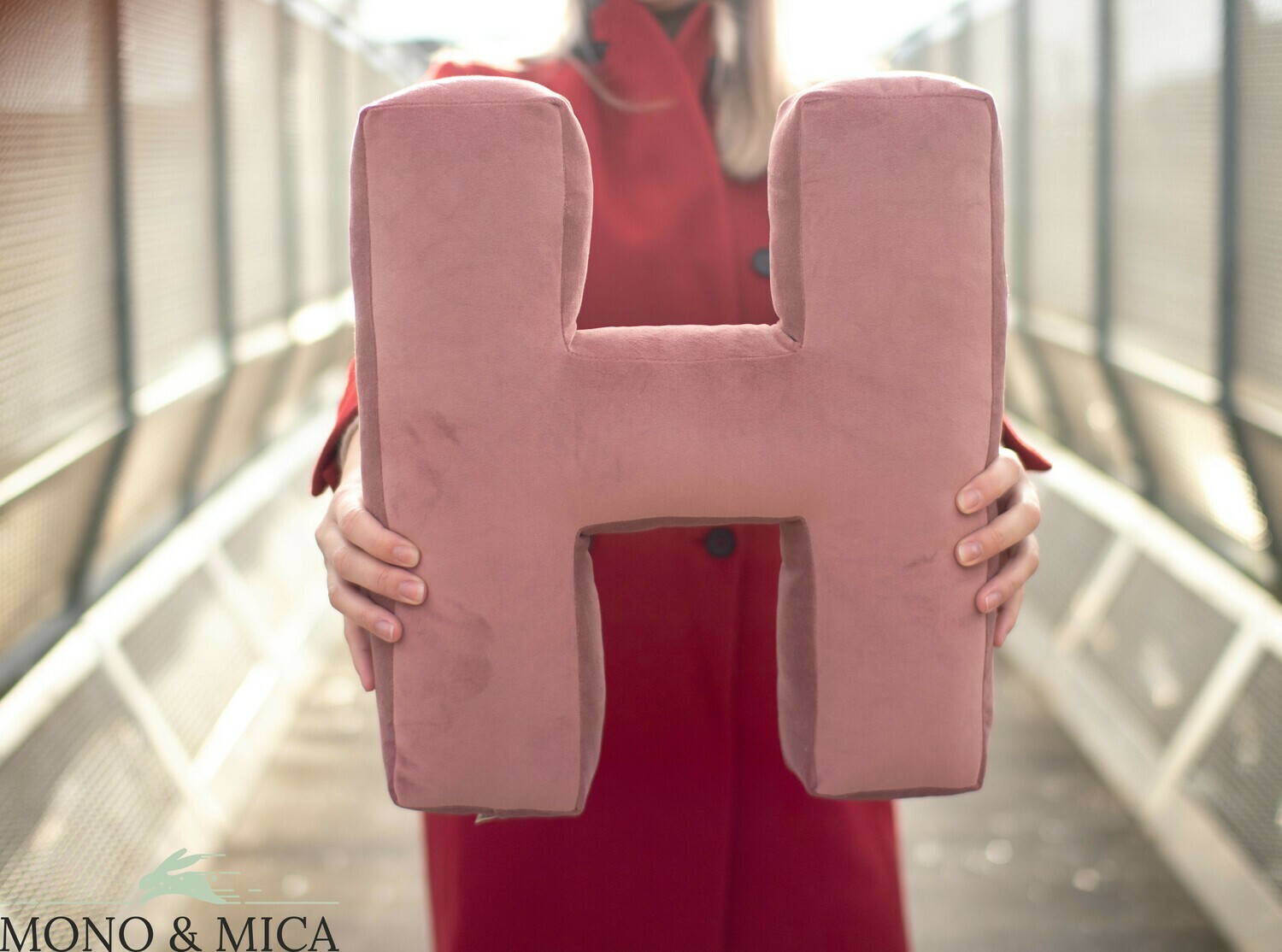 Velvet Letter Cushion (Dusty Pink)