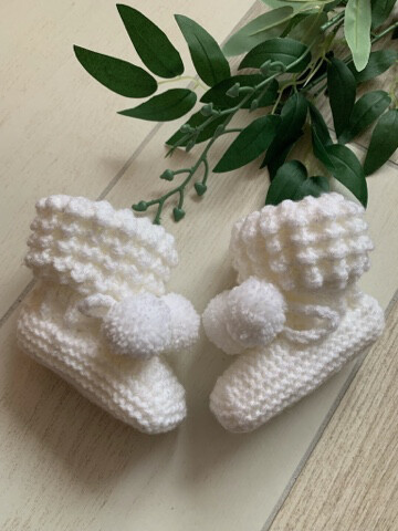Baby Booties - Snow white with shimmer
