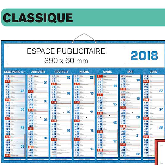 Calendrier bleu classique