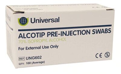 Alcotip Pre Injection Swabs 70% Alcohol Wipes