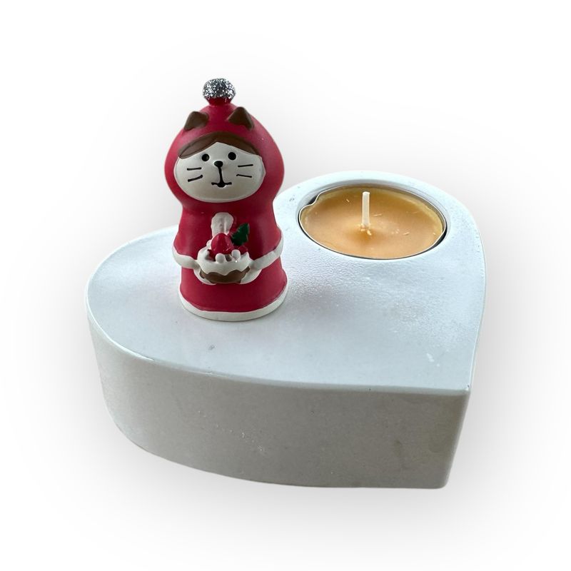 Theelicht Hart Kerstkat / Handmade