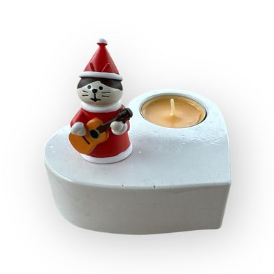 Theelicht Hart Kerstkat / Handmade