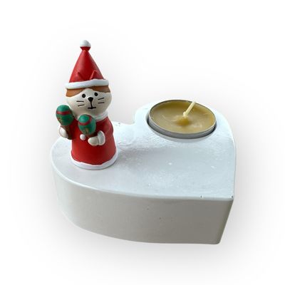 Theelicht Hart Kerstkat / Handmade