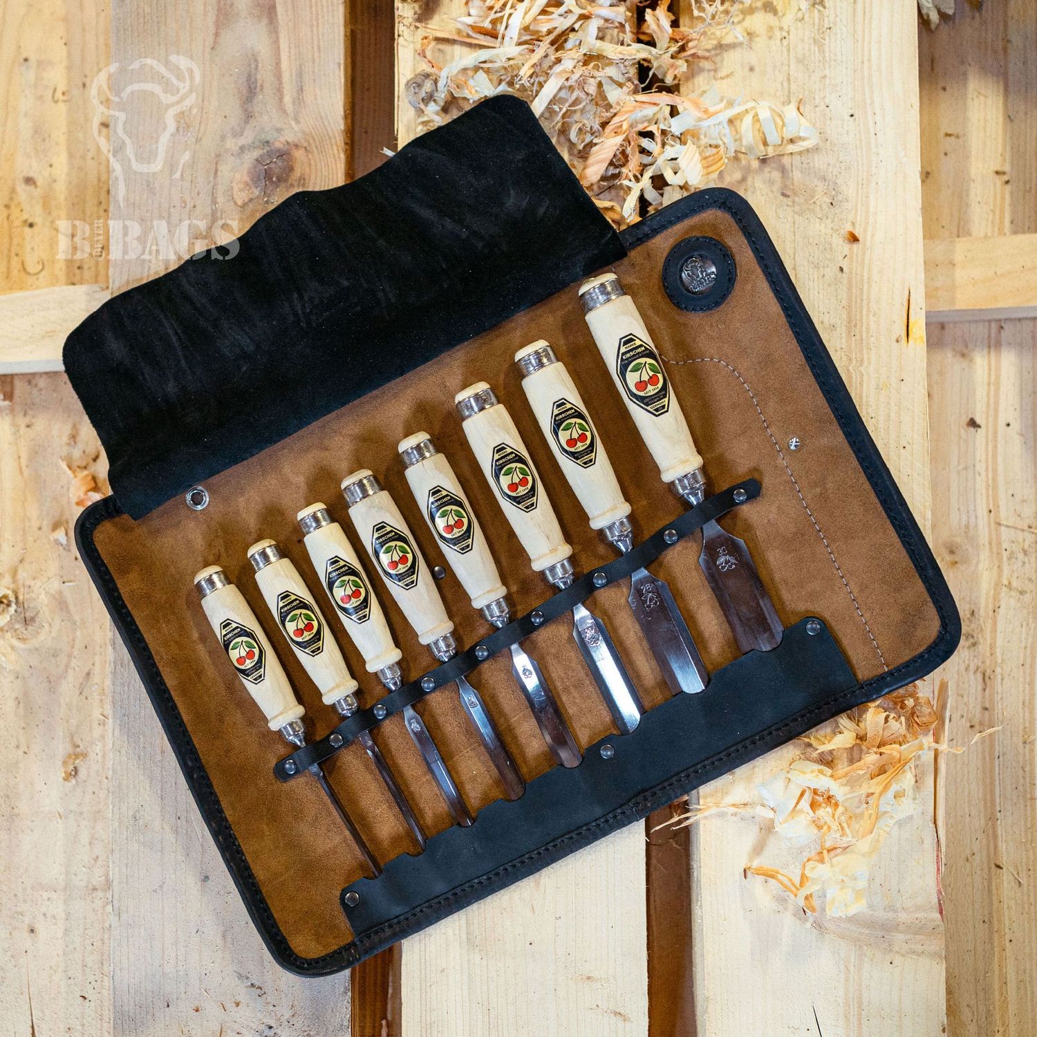 Profi-Leder-Stechbeiteltasche für 8 Beitel