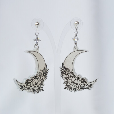 White Moon Earrings
