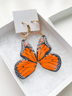 Monarch Butterfly Huggies- Earrings
