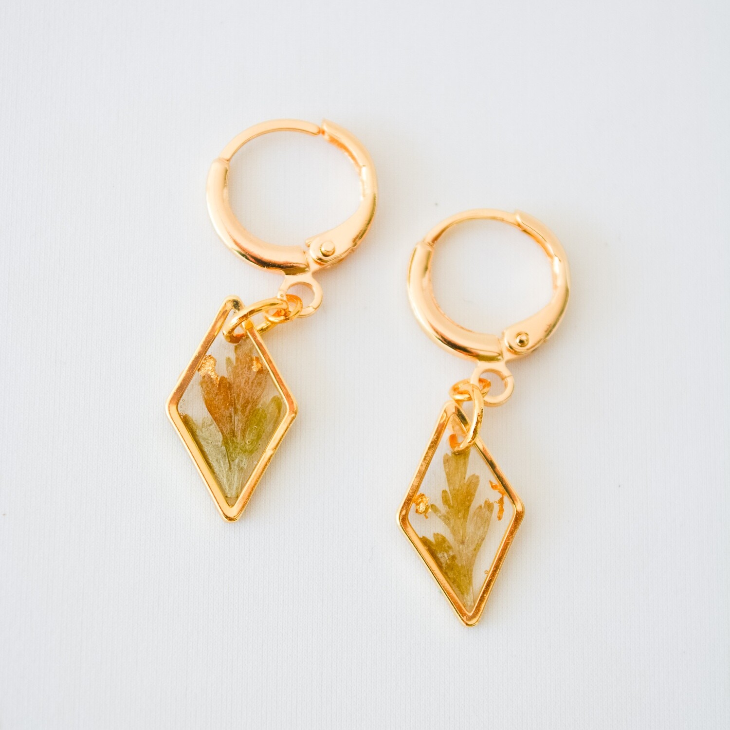 Diamond leaf Huggies- Earrings