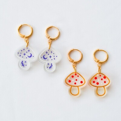 Mushroom Huggies- Earrings