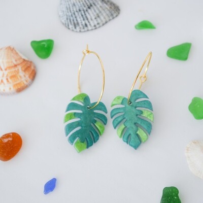 Monstera Hoop Earrings