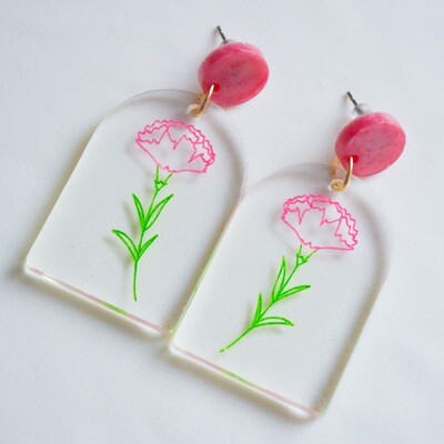 January Birth Flower Earrings-Carnation