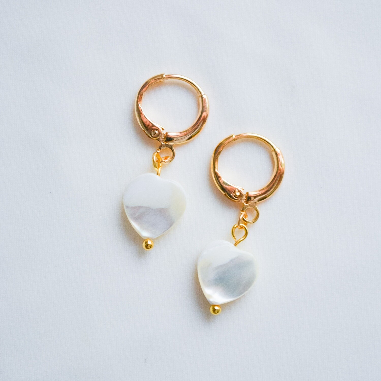 Pearl Heart Huggies- Earrings