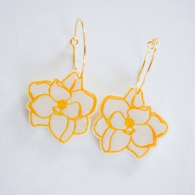Orchid flower hoop earrings