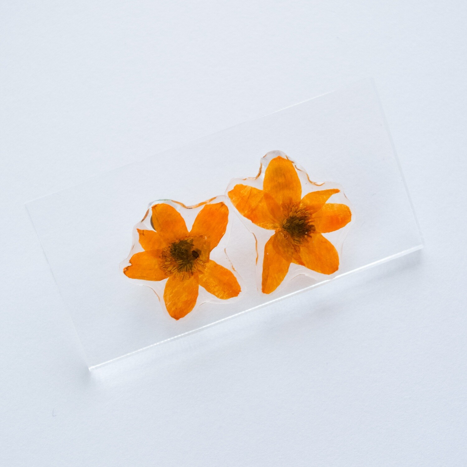 Orange Flower Stud Earrings
