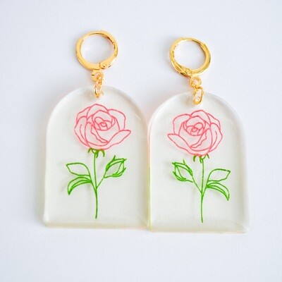 June Birth Flower earrings- Rose