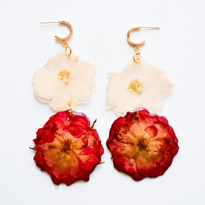 Pink rose earrings