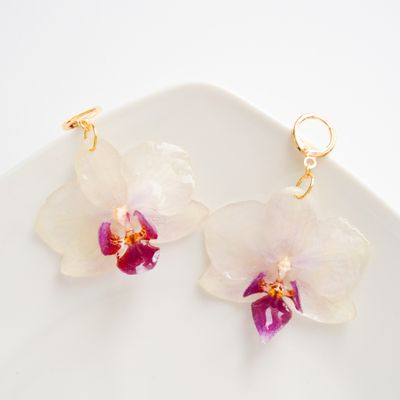 White/Purple Mini Orchid earrings