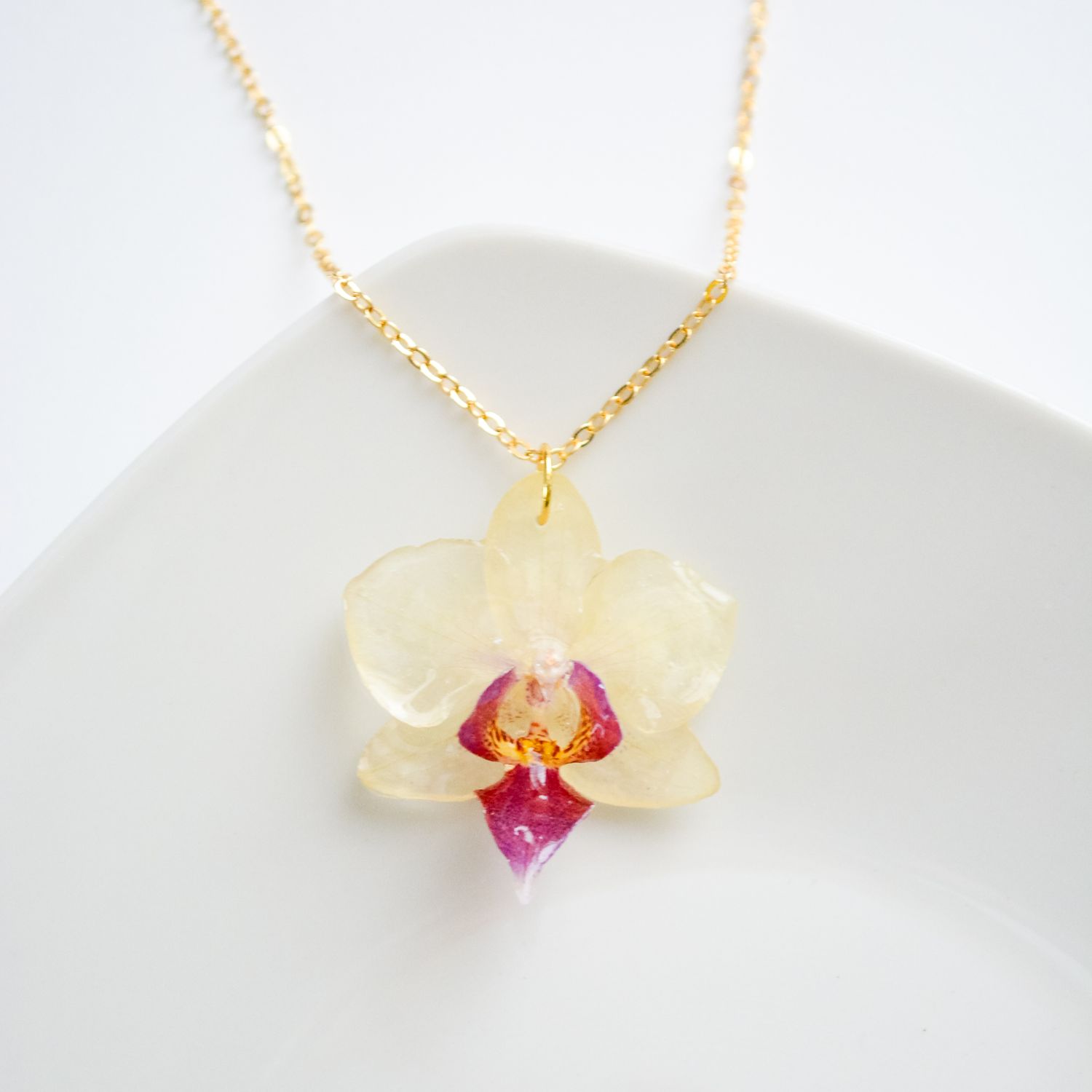 White/Purple Mini Orchid necklace- pre order