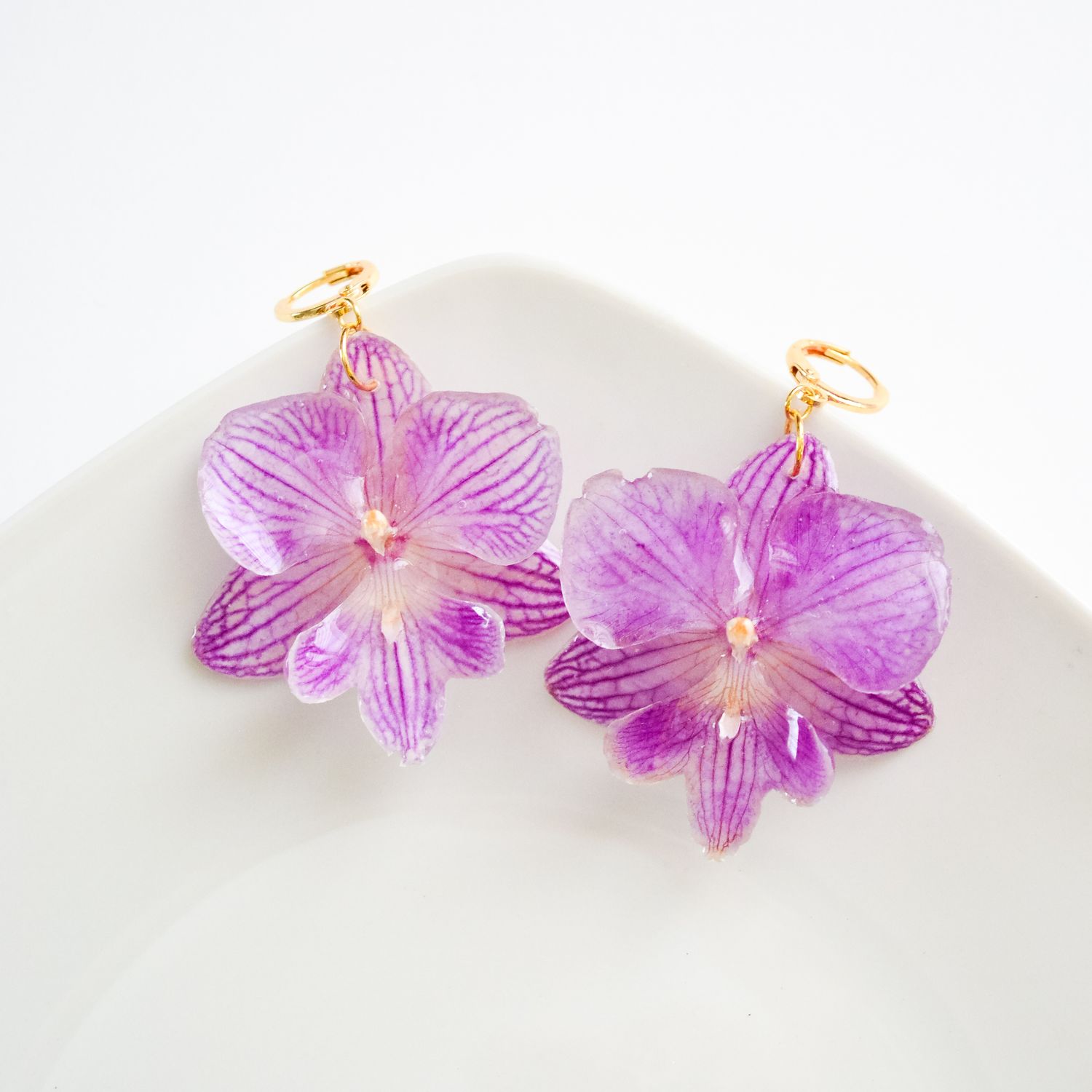 Purple Mini Orchid earrings- pre order