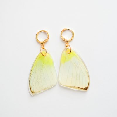 Yellow Butterfly Wing Earrings