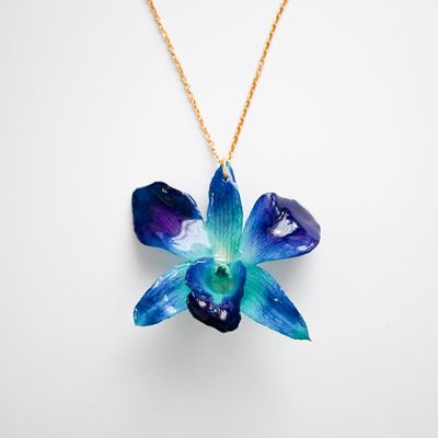 Blue orchid necklace