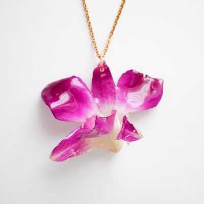 Purple Orchid necklace -Dendrobium
