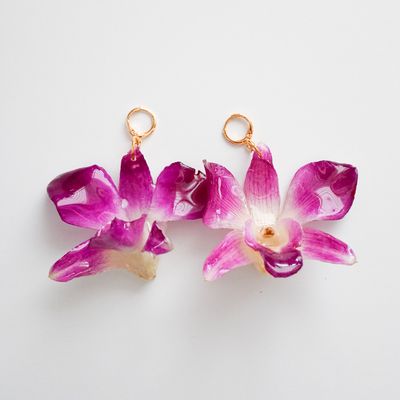 Purple Orchid earrings- Dendrobium