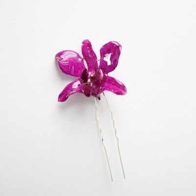 Purple Orchid mini hair pin