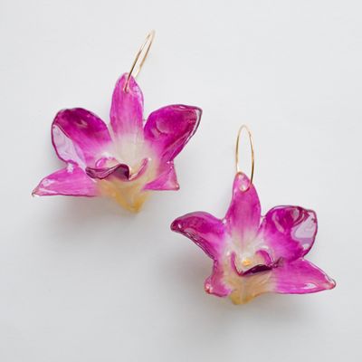Mini Purple Orchid earrings- Dendrobium