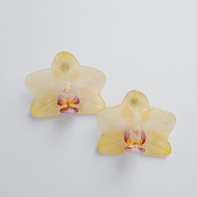 Light Yellow Orchid Earrings