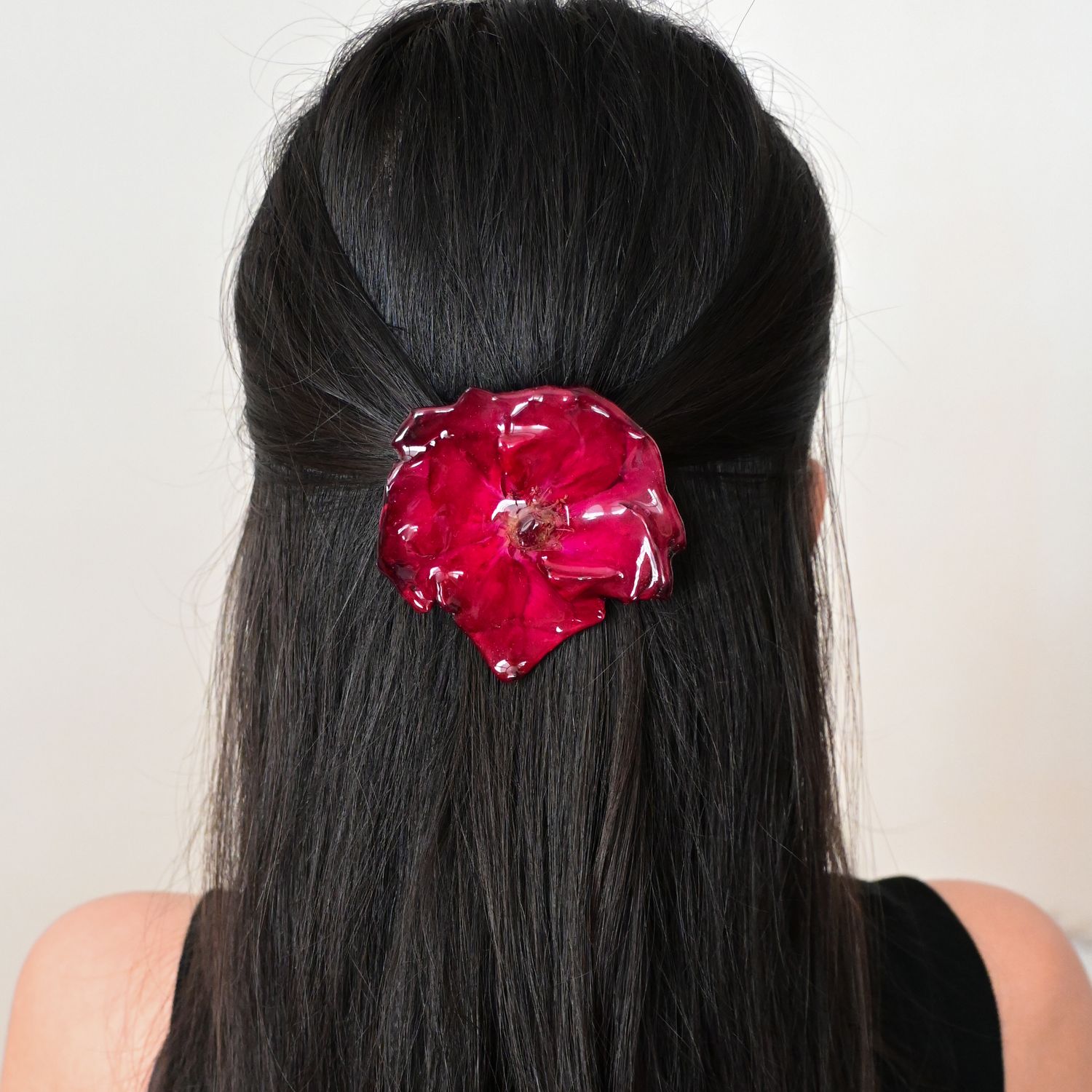 Red rose hair clip