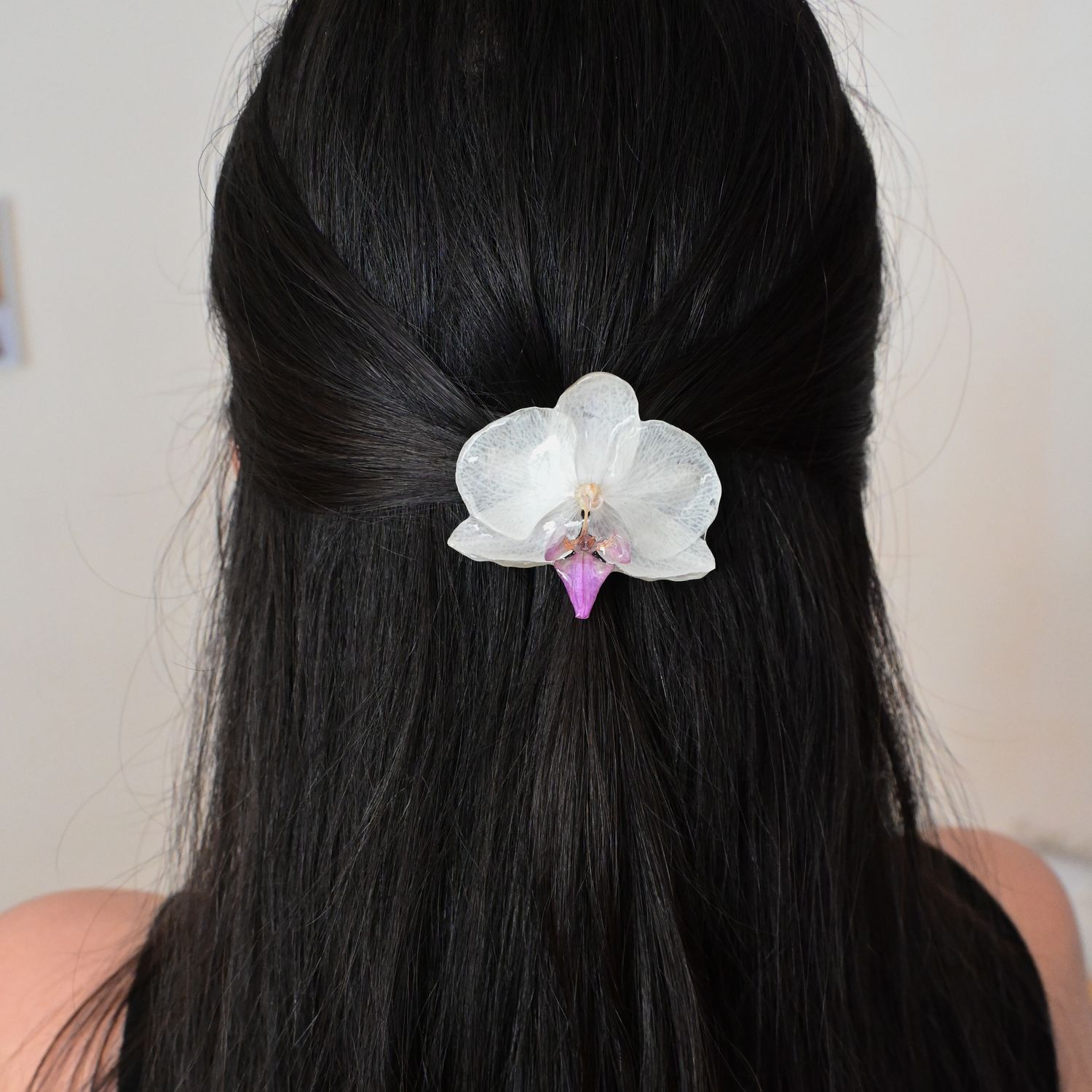 White &amp; purple orchid hair clip