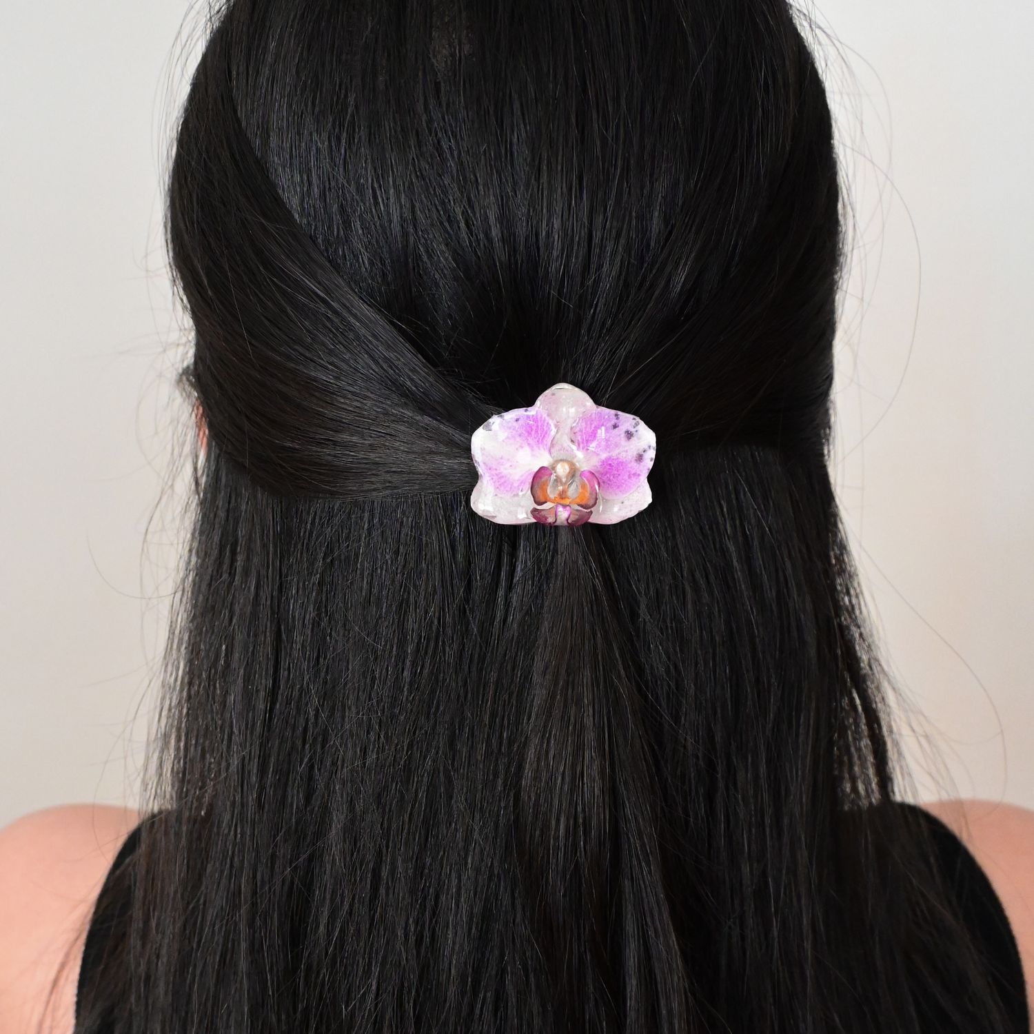 Mini orchid hair clip