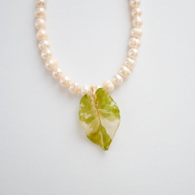 Alocasia leaf necklace