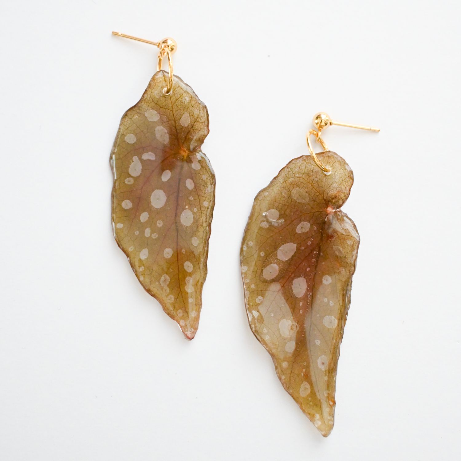 Polka dot leaf earrings