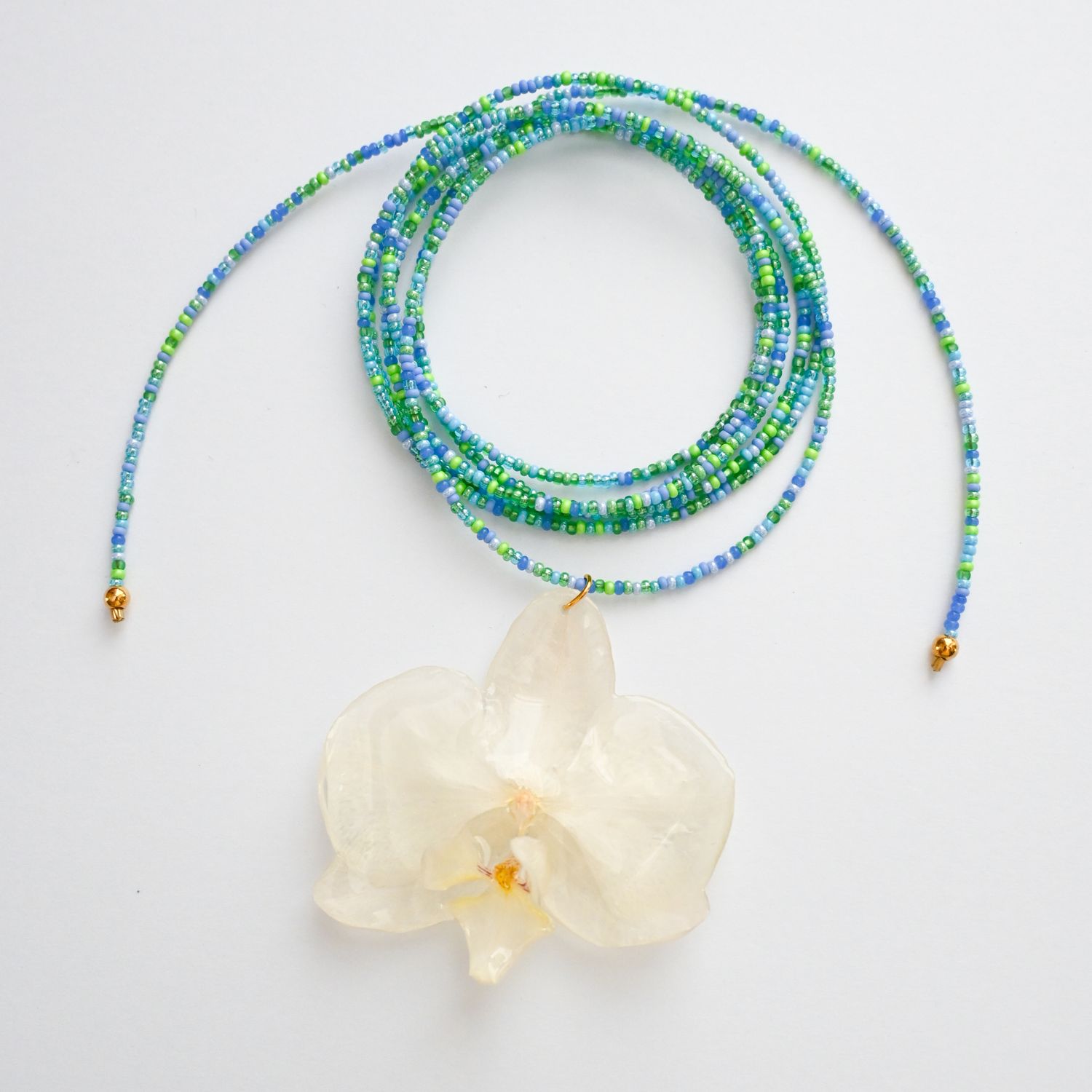 White Orchid beaded necklace