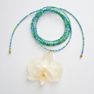 White Orchid beaded necklace