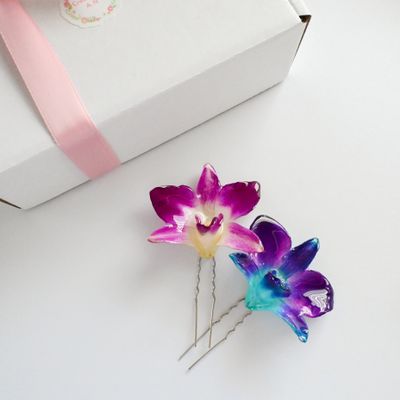 Mini orchid hair pins Gift set