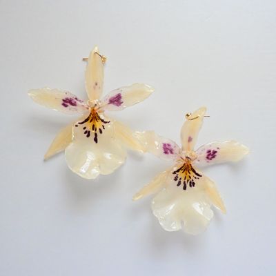 White polka dot Orchid earrings
