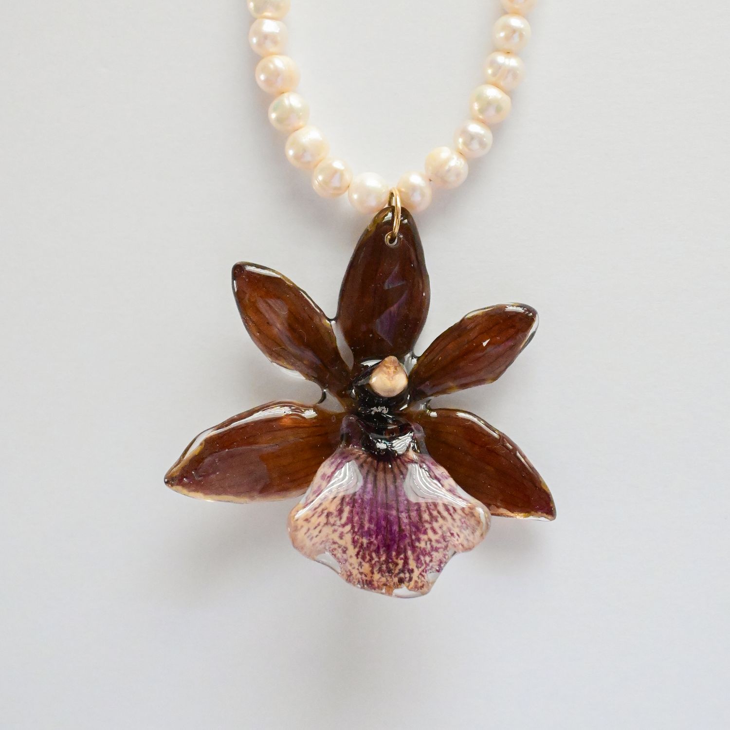 Brown orchid necklace