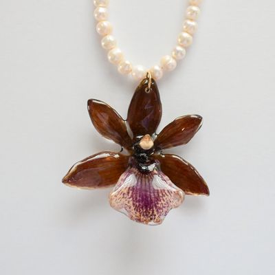 Brown orchid necklace