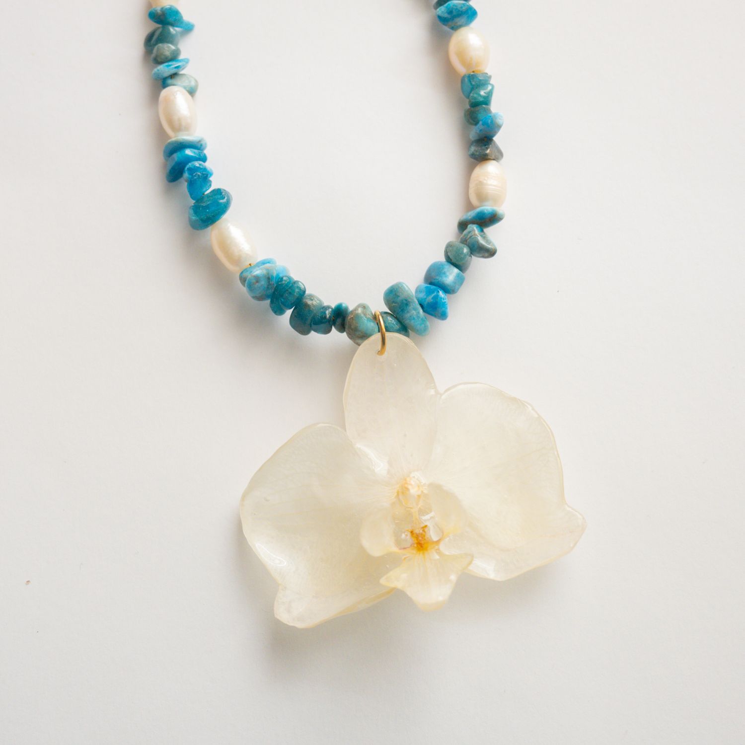 Aquamarine orchid necklace