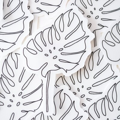 Monstera b/w clear sticker